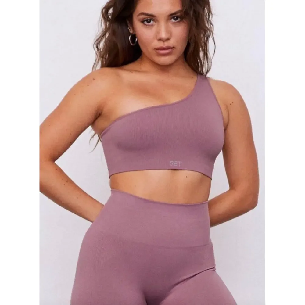 SET Active 2 Piece Set One Shoulder Bra Top and Hi Rise Legging Pant Sculptflex